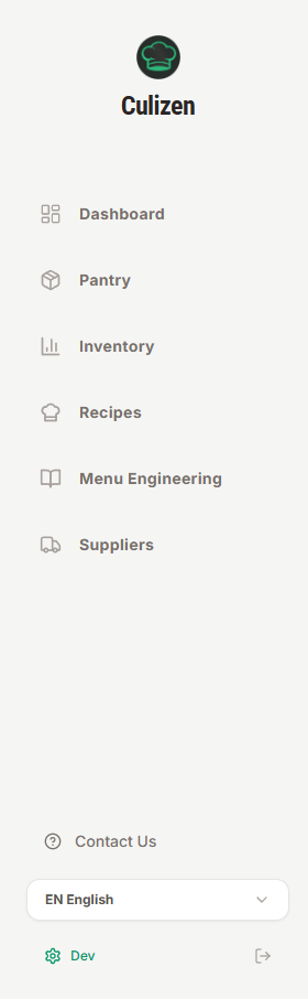 The app with the left-hand navigation highlighted