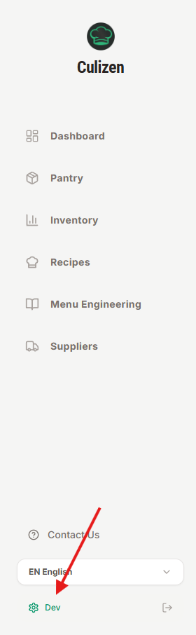 The Settings link in the navigation