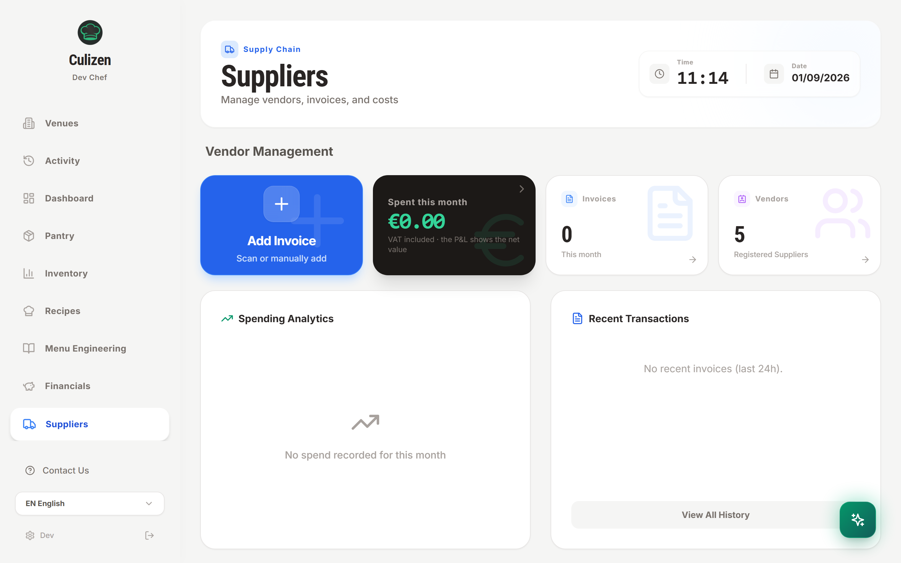 Culizen Suppliers and Vendor Management Overview